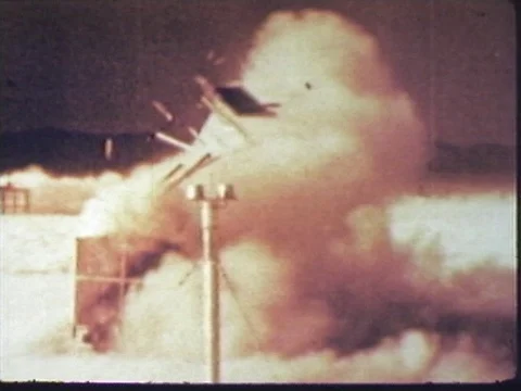 Archival footage of Atomic Bomb Testing Building Destruction Stock Footage 76205648