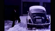 Archival Footage Of Snow Covered City In Swiss Alps Stock Footage