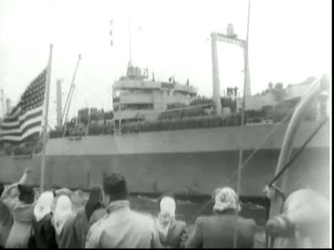 Archival footage of U.S. Soldiers Returning Home from World War 2 Stock Footage