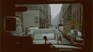 Archival Shaky Handheld Shot From Vehicle Of Traffic On Busy City Road Stock Footage