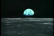 Archival Space -  Earth Rising Above Lunar Surface Time Lapse Stock Footage