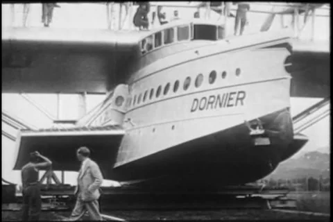 Archival Technology - Dornier Do X Sea Plane Invention 1930 Stock Footage 150742149