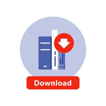 Archive access, book download, vector line icon Illustrazione stock