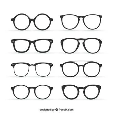 Archive base glasses frames set different design and shapes Stock Illustration