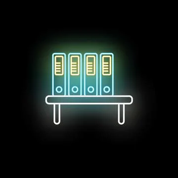 Archive binders neon glowing digital icon illustration Stock Illustration