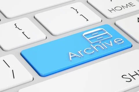 Archive blue keyboard button, 3D rendering Stock Illustration
