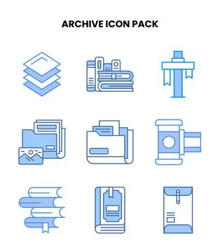 Archive Blue Scalable Icons Pack Stock Illustration