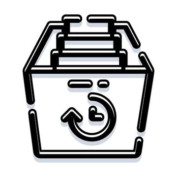 Archive box with clock arrow for data history Stock Illustration