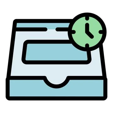Archive box with clock showing time limit for document storage Stock Illustration