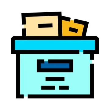 Archive box full of organized important documents Stock Illustration