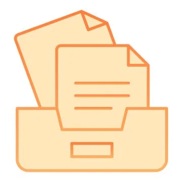 Archive box with papers flat icon. Drawers with documents vector illustration イラスト素材