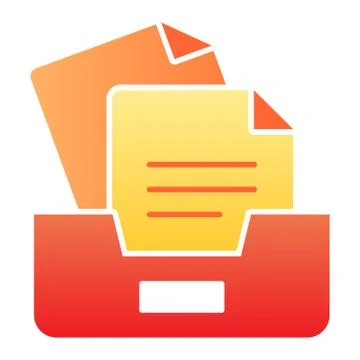 Archive box with papers flat icon. Drawers with documents vector illustration イラスト素材