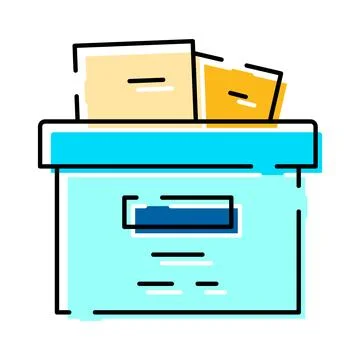 Archive box storing business documents and files Stock Illustration