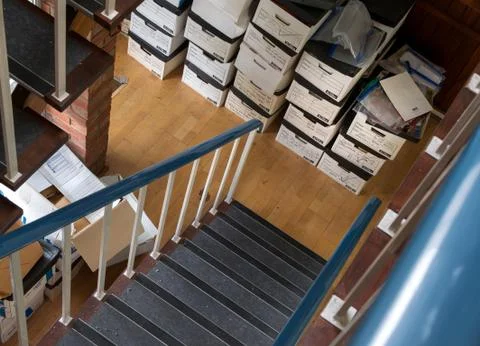 Archive Boxes Create a Fire Hazard Stock Photos