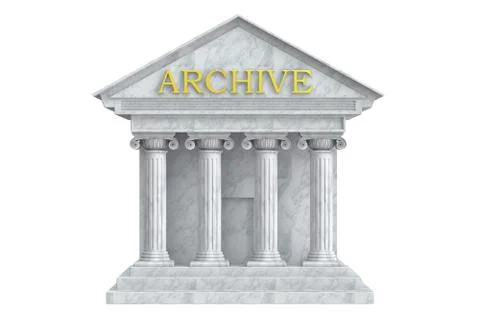 Archive building with columns, 3D rendering Ilustración de archivo