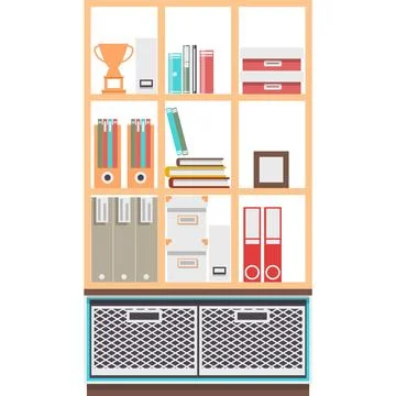 Archive cabinet file storage vector furniture icon Stock Illustration