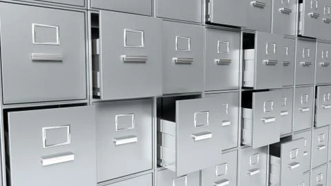 Archive cabinets 3D render Stock Illustration