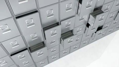 Archive cabinets 3D render Stock Illustration