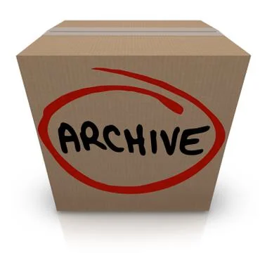 Archive cardboard box record file storage packed up put away Stock Illustration