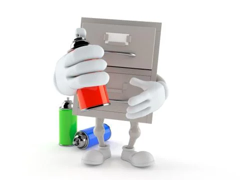Archive character with spray cans Stock Illustration