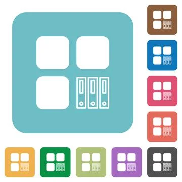 Archive component rounded square flat icons Stock Illustration