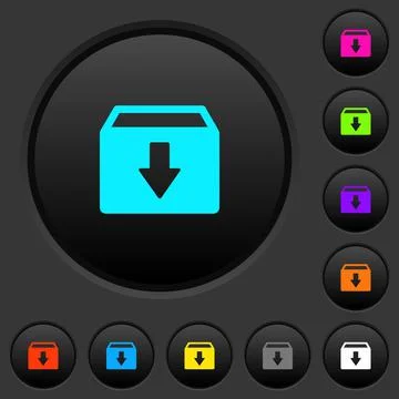 Archive dark push buttons with color icons 스톡 일러스트