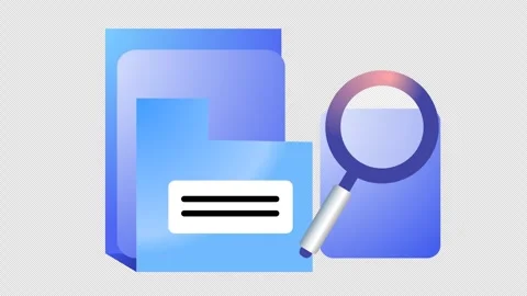 Archive document scan. Cartoon animation. Searching data files from folder icon. Stock Footage 293895049