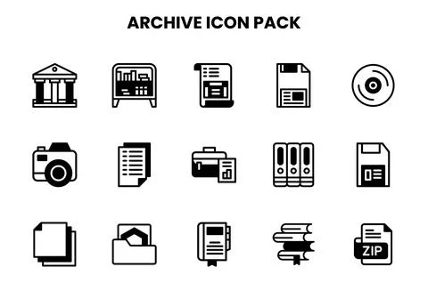 Archive DuoTone Icons Pack Stock Illustration