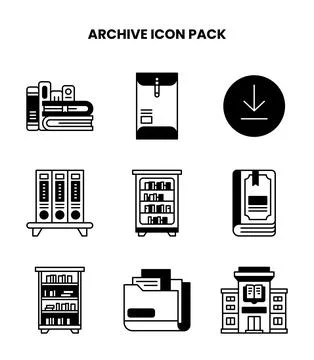 Archive DuoTone Icons Pack Stock Illustration