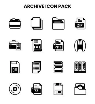 Archive DuoTone UI Icons Pack Stock Illustration