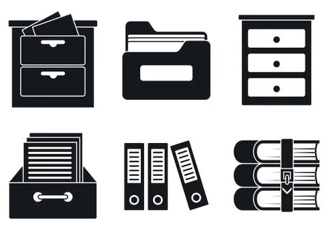 Archive file icons set, simple style イラスト素材
