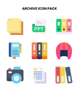 Archive Flat Design Icons Pack Ilustración de archivo