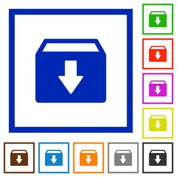 Archive flat framed icons 스톡 일러스트