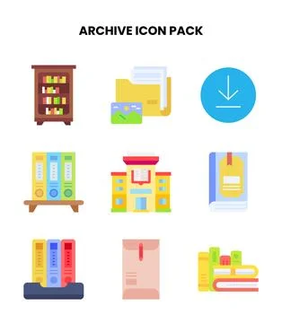 Archive Flat Icons Pack Stock Illustration