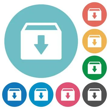 Archive flat round icons Stock Illustration