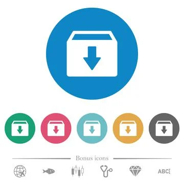 Archive flat round icons Stock Illustration