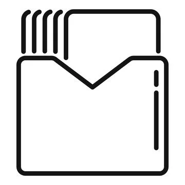 Archive folder with documents sticking out line icon Stock Illustration