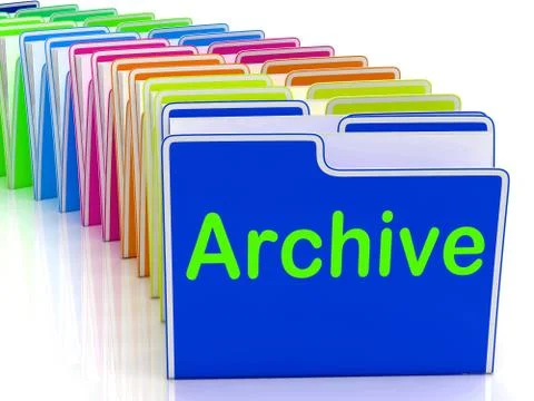 Archive folders show documents data and backup Stock Illustration