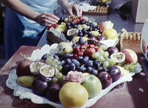 Archive Footage: Chef Making Fruit Platter (1982) Stock Footage 245970459