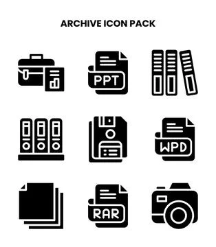 Archive Glyph Bundle Icons Pack Stockillustratie