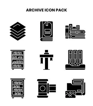 Archive Glyph Graphics Icons Pack Stock Illustration