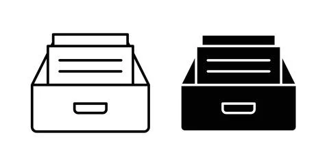 Archive icon collection in black, Line icons, flat symbols Stock Illustration