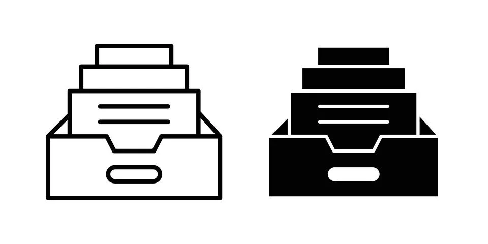 Archive icon symbol  illustration bundle in black colour Stock Illustration