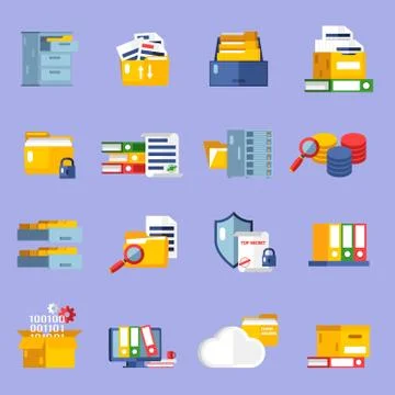 Archive Icons Set Stock Illustration
