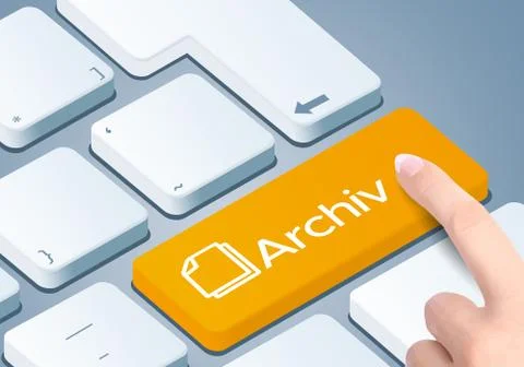 Archive keyboard key. Finger push the button. Stock Illustration