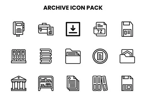 Archive Line Bundle Icons Pack Stock Illustration