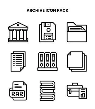 Archive Line Graphics Icons Pack Ilustración de archivo