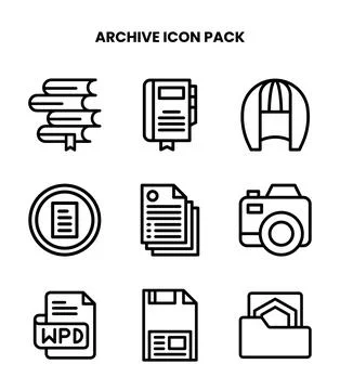 Archive Line Icons Pack Ilustración de archivo