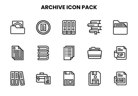 Archive Line Scalable Icons Pack Ilustración de archivo