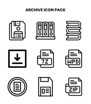 Archive Line Scalable Icons Pack Stock Illustration